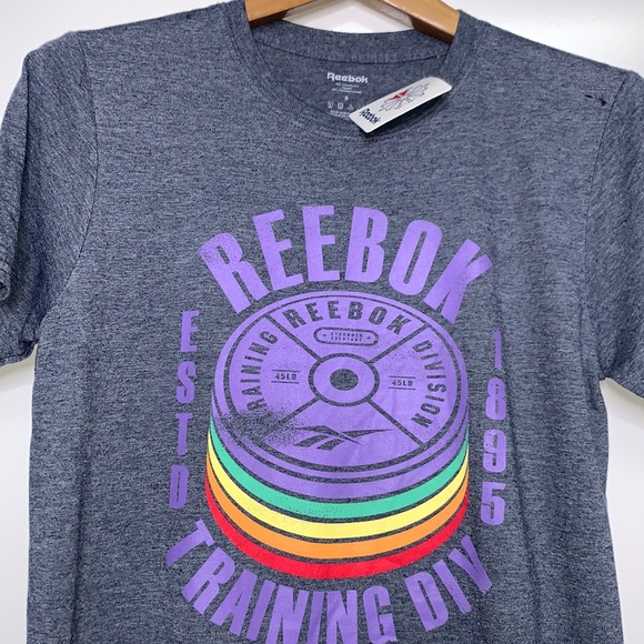 NWT REEBOK Grey Retro Training Div 1895 Weight Tee - Picture 2 of 4